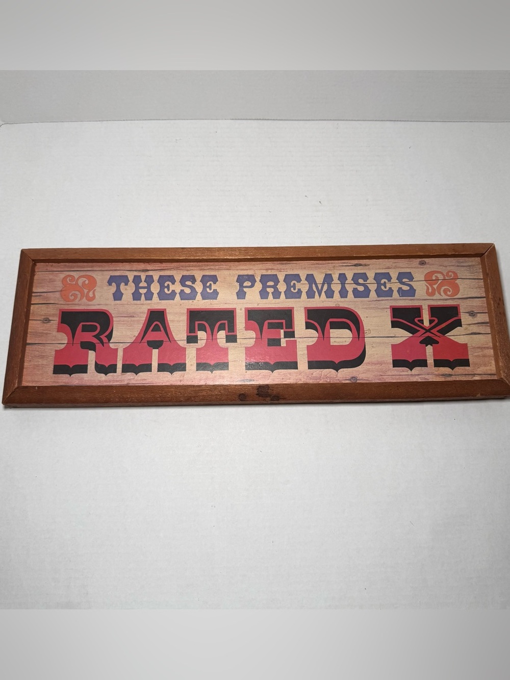 Vintage 1970s Novelty Bar Sign These Premises Are X Rated Decor Wooden Painted